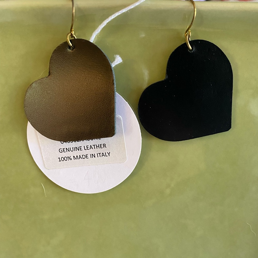 Black Leather Heart Earrings
